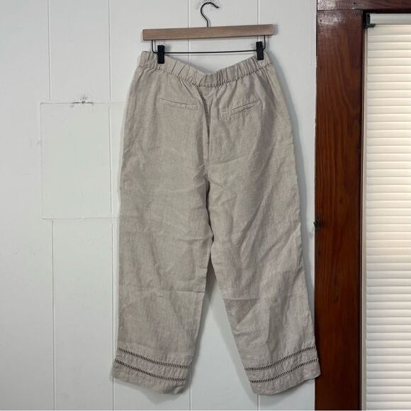 Chico's Beige 100% Linen Cropped Pull On Pants Size 8 - Picture 4 of 5
